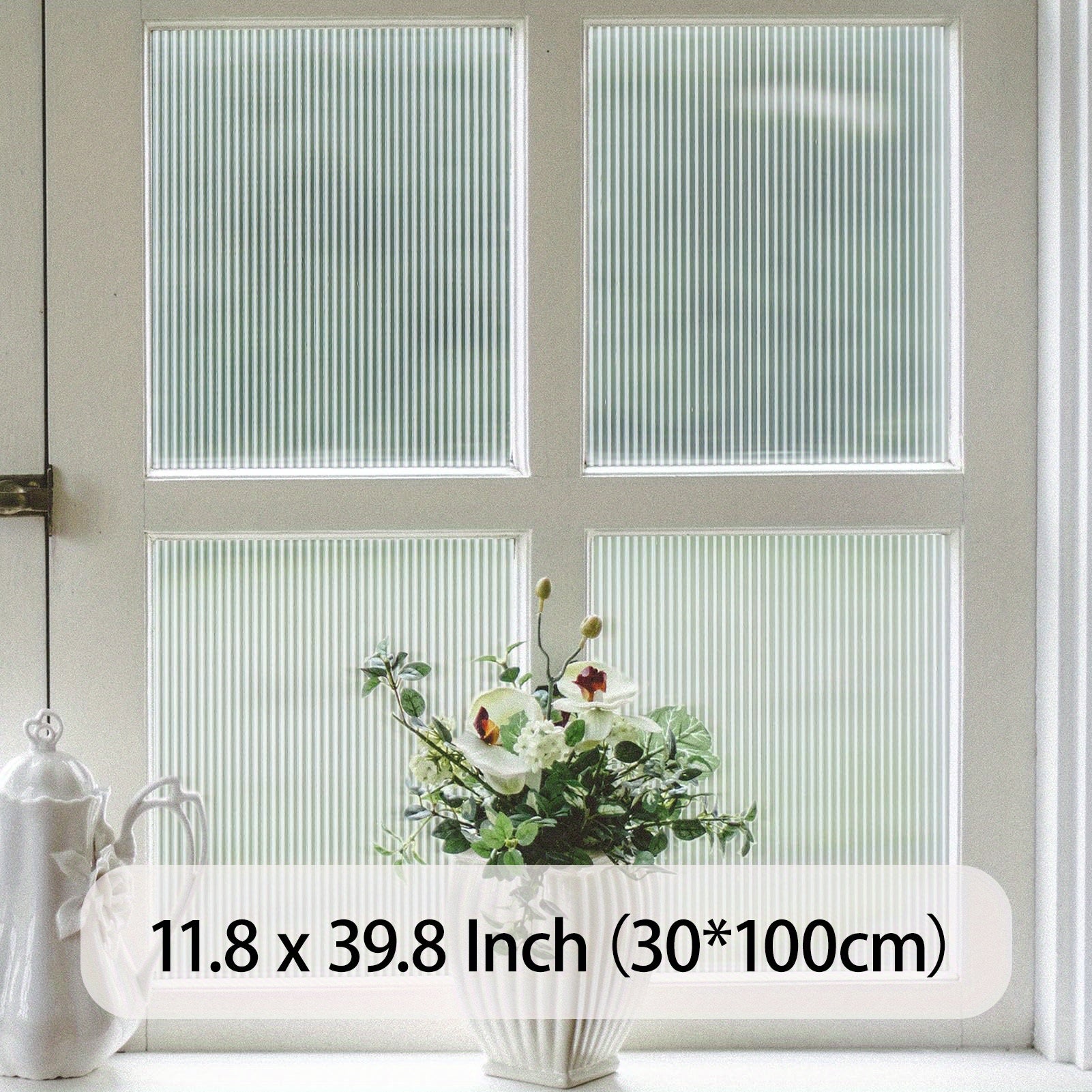 Reeded Glass Window Film Privacy Frosted Vinyl 3D Decorative Decals