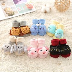 2pairs Baby Boys Cartoon Animal Casual Floor Socks First Walking Shoes