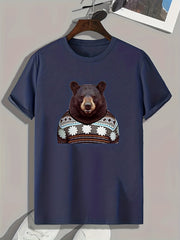 Bear Print Men's Graphic T shirt Casual Comfy Tees For Summer