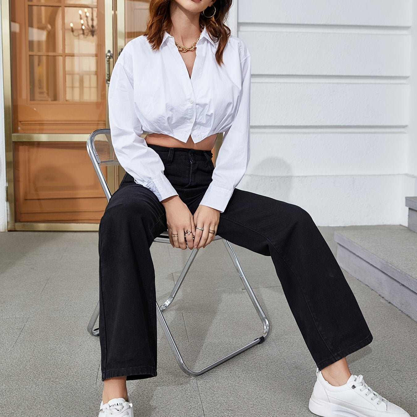 High Waist Wide Leg Straight Jeans Women's Denim Pants