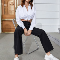 High Waist Wide Leg Straight Jeans Women's Denim Pants