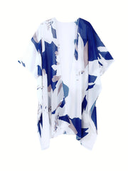 Graphic Print Batwing Sleeve Cover Up