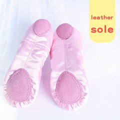 Girls Satin Ballet Dance Shoes with Sequins Embroidery
