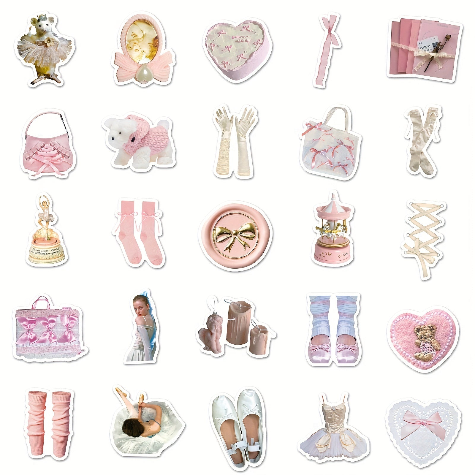 50pcs Ballet Style Handbook Series Stickers DIY Waterproof Decoration