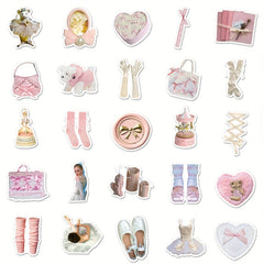 50pcs Ballet Style Handbook Series Stickers DIY Waterproof Decoration