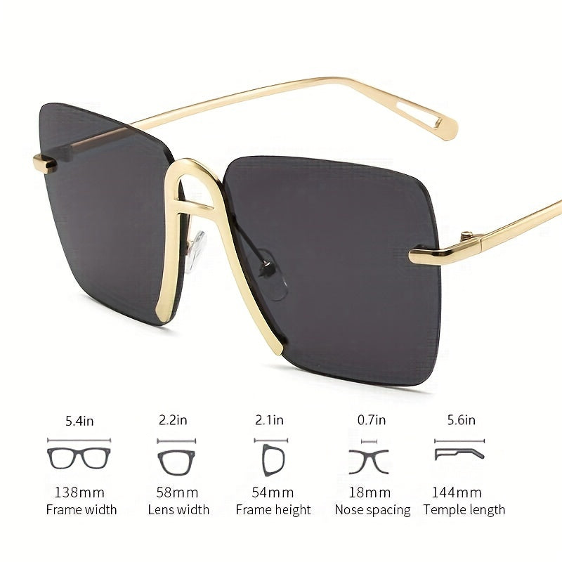 Y2K Alphabet A Sunglasses Gradient Square Rimless UV400