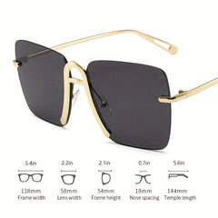Y2K Alphabet A Sunglasses Gradient Square Rimless UV400