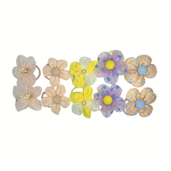 10pcs Mesh Flower Hair Ties Decorative Accessories Gift For Girls