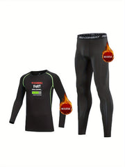 2pcs Toddler Kids Fleece Compression Sets Long Sleeve Pullover Matc