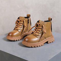 Vintage Solid Boots With Zipper For Girls