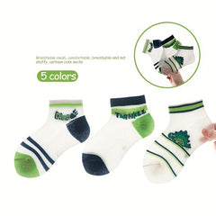 Boys Dinosaur Pattern Ankle Socks Spring Summer 5 Pairs
