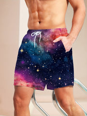 Men's Galaxy Beach Board Shorts 3D Print Swim Trunks Summer Vacation