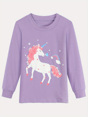 Unicorn Print Pajamas Set for Girls