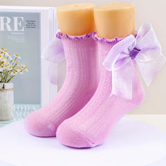 Girls Colorful Bow Short Crew Socks for Kids