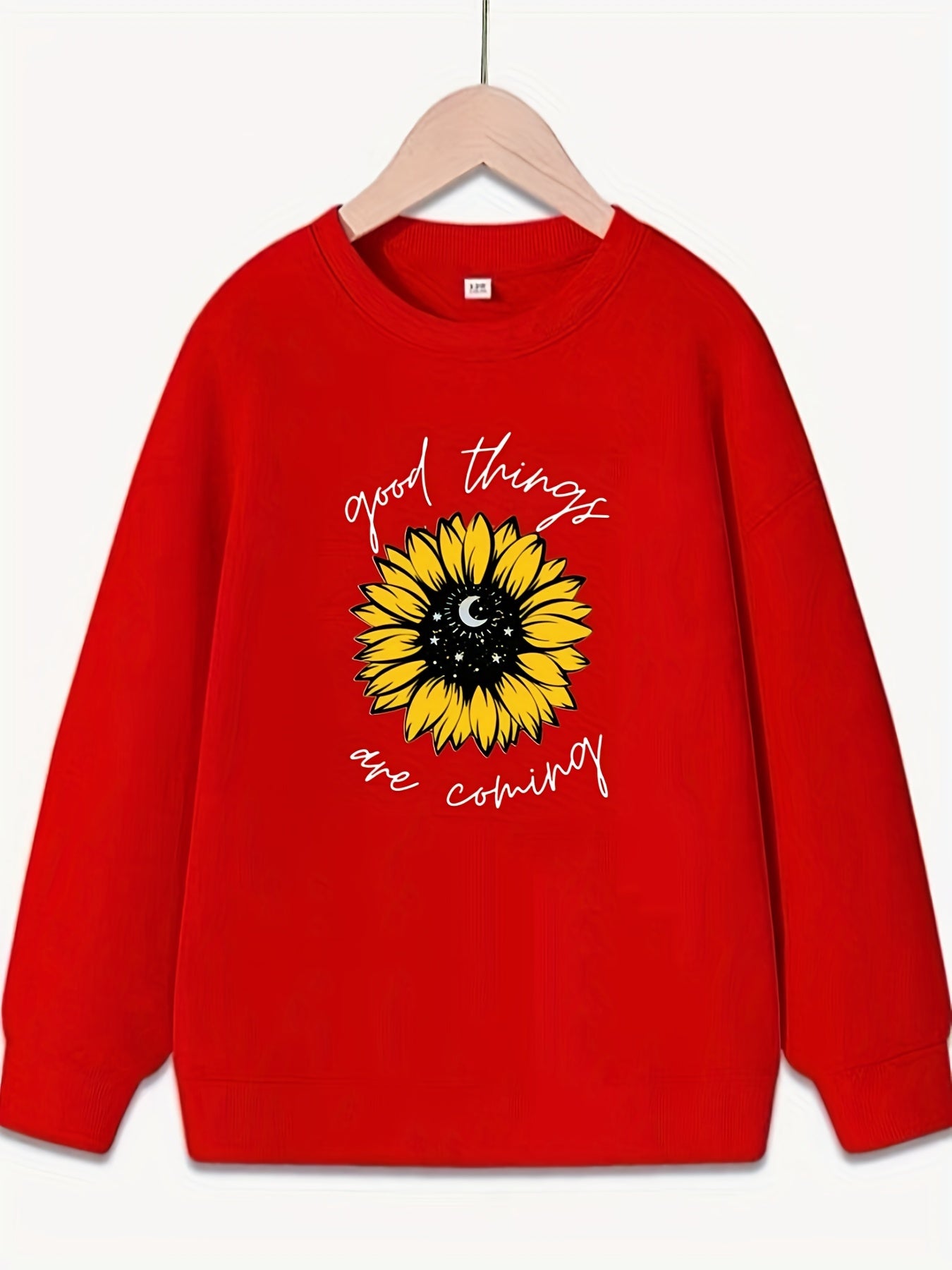 Sunflower Pattern Sweatshirt for Girls Long Sleeve Top Kids Clothing
