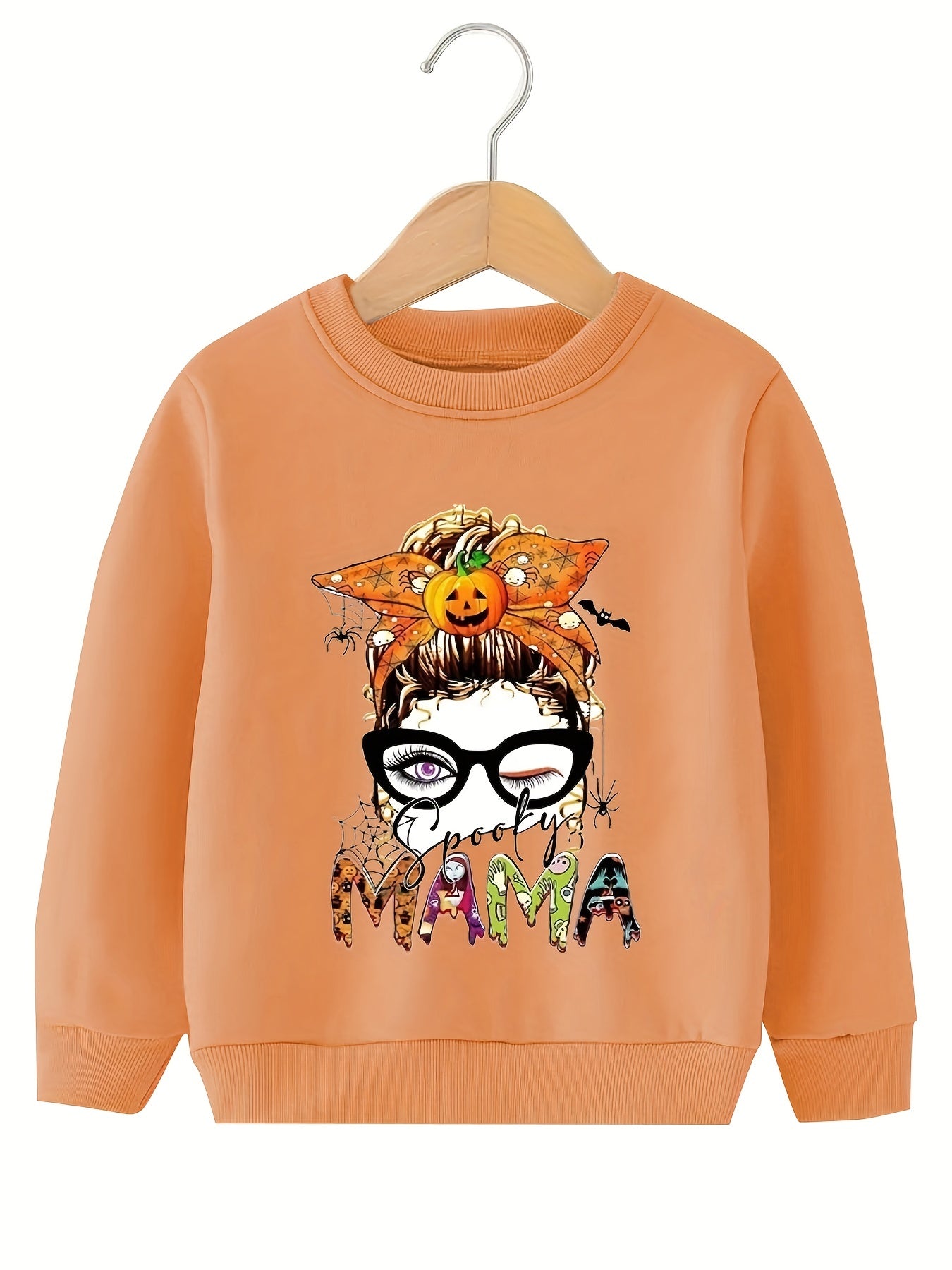 Spooky MAMA Pumpkin Graphic Sweatshirt Top For Teens Girls