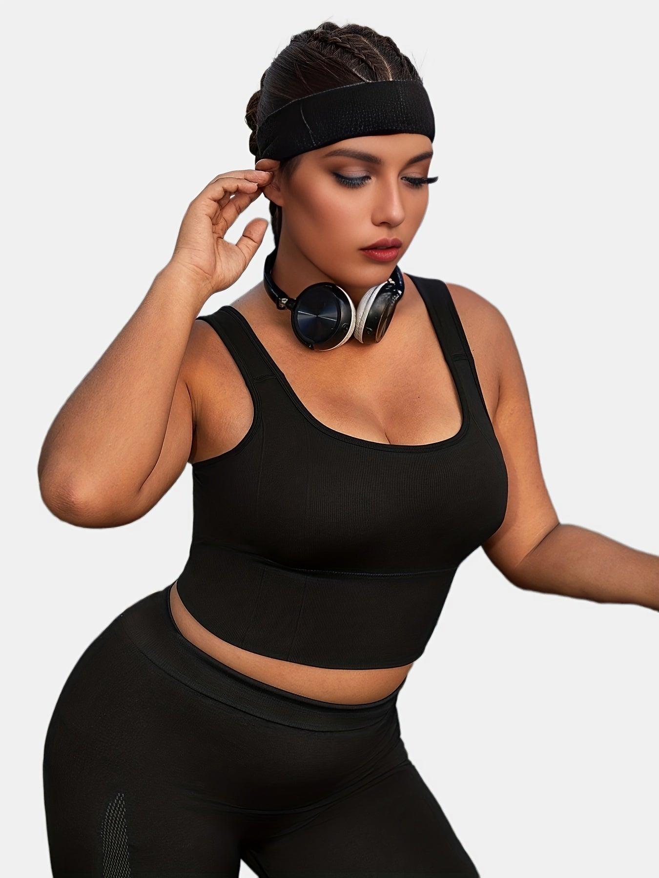 Seamless Ribbed Square Neck Sports Bra