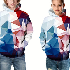 Unisex Kid's Geometry Graphic Hoodie Casual Hooded Sweatshirt