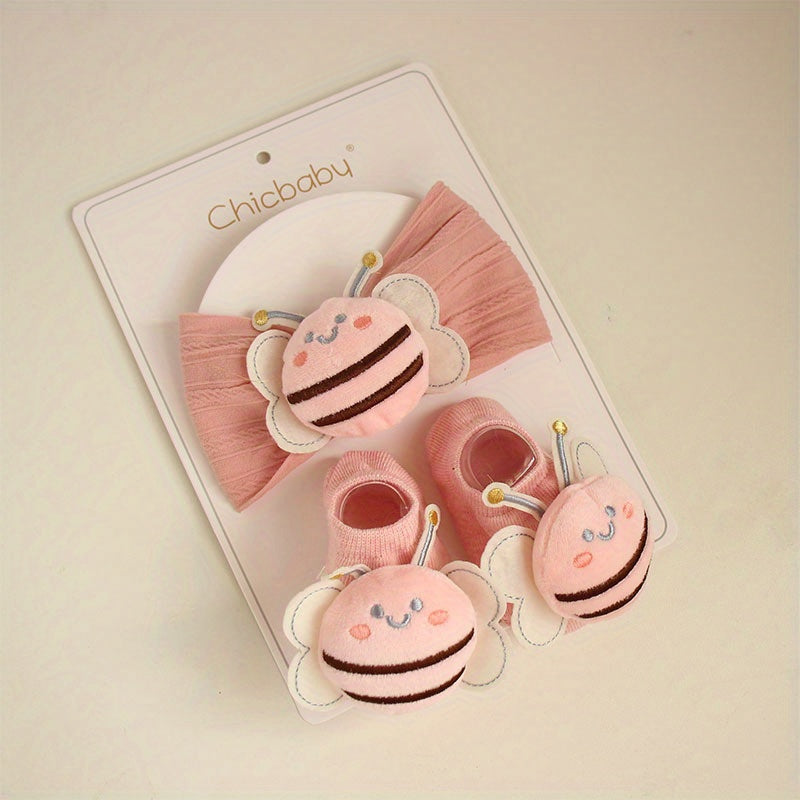 Baby Girls Hair Tie & Socks Set Bee Headwear Infant Toddler Children s Box