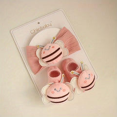 Baby Girls Hair Tie & Socks Set Bee Headwear Infant Toddler Children s Box