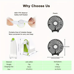 Portable Handheld Fan USB Rechargeable for Travel Office Home Outdoors
