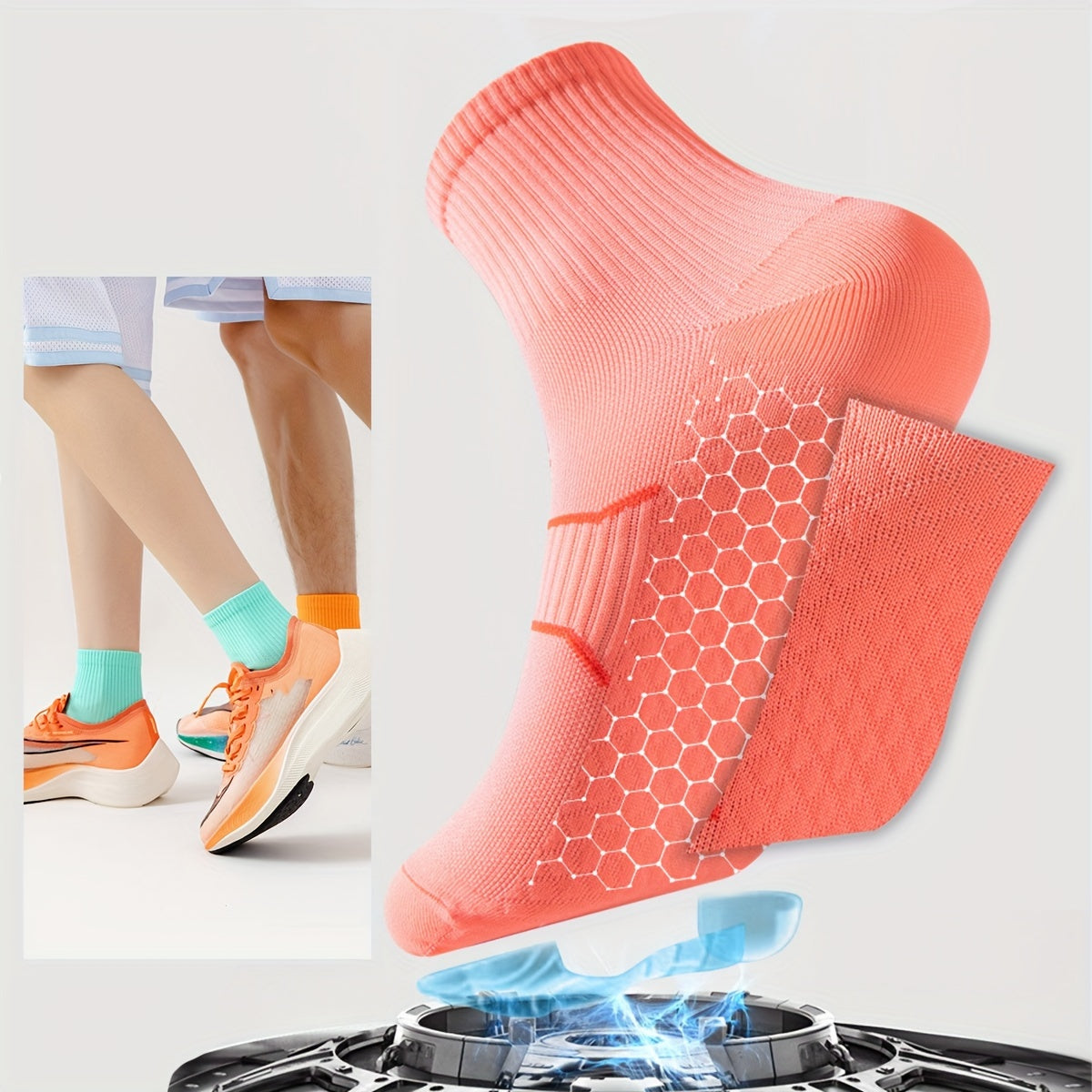 Men's Mid Crew Sport Non Slip Socks Nylon Blend Breathable Athletic Socks