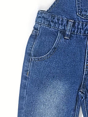 Boys Slim Fit Denim Overall Jumpsuit - Pockets
