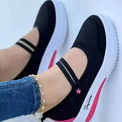 Women's Platform Hook & Loop Sneakers Casual Canvas Shoes