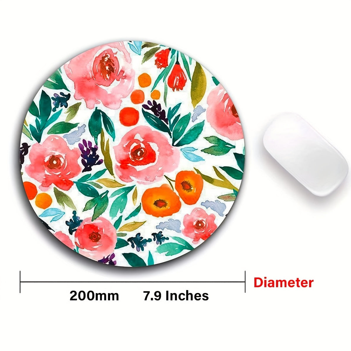 Watercolor Rose Floral Mouse Pad Non Slip Rubber Base