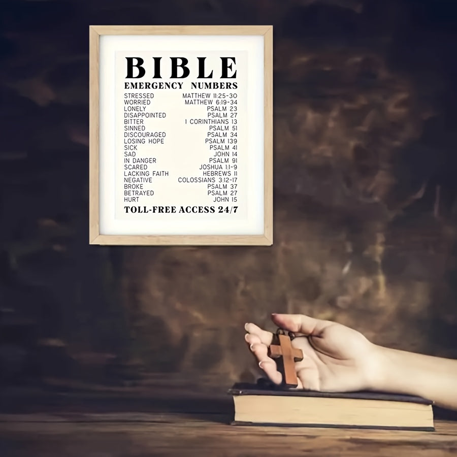 Vintage Faith Bible Emergency Number Poster Inspirational Art Print