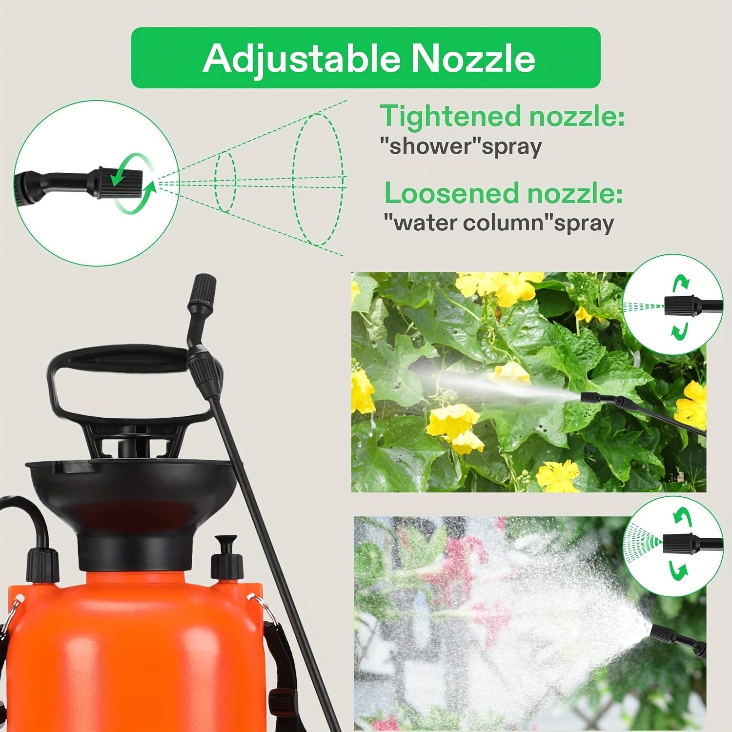 Pressure Sprayer 35 Gallon 5L Pump Shoulder Strap for Plants Watering & Cleaning
