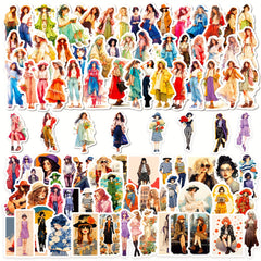 100pcs Urban Girl Dressing Stickers Four Seasons Character Graffiti DIY Stickers