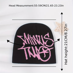 Letter Jacquard Beanie Candy Elastic Skull Cap Y2K Lightweight Knit Hats