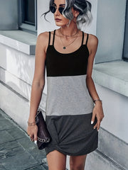 Block Twist Dress Spaghetti Strap Sleeveless