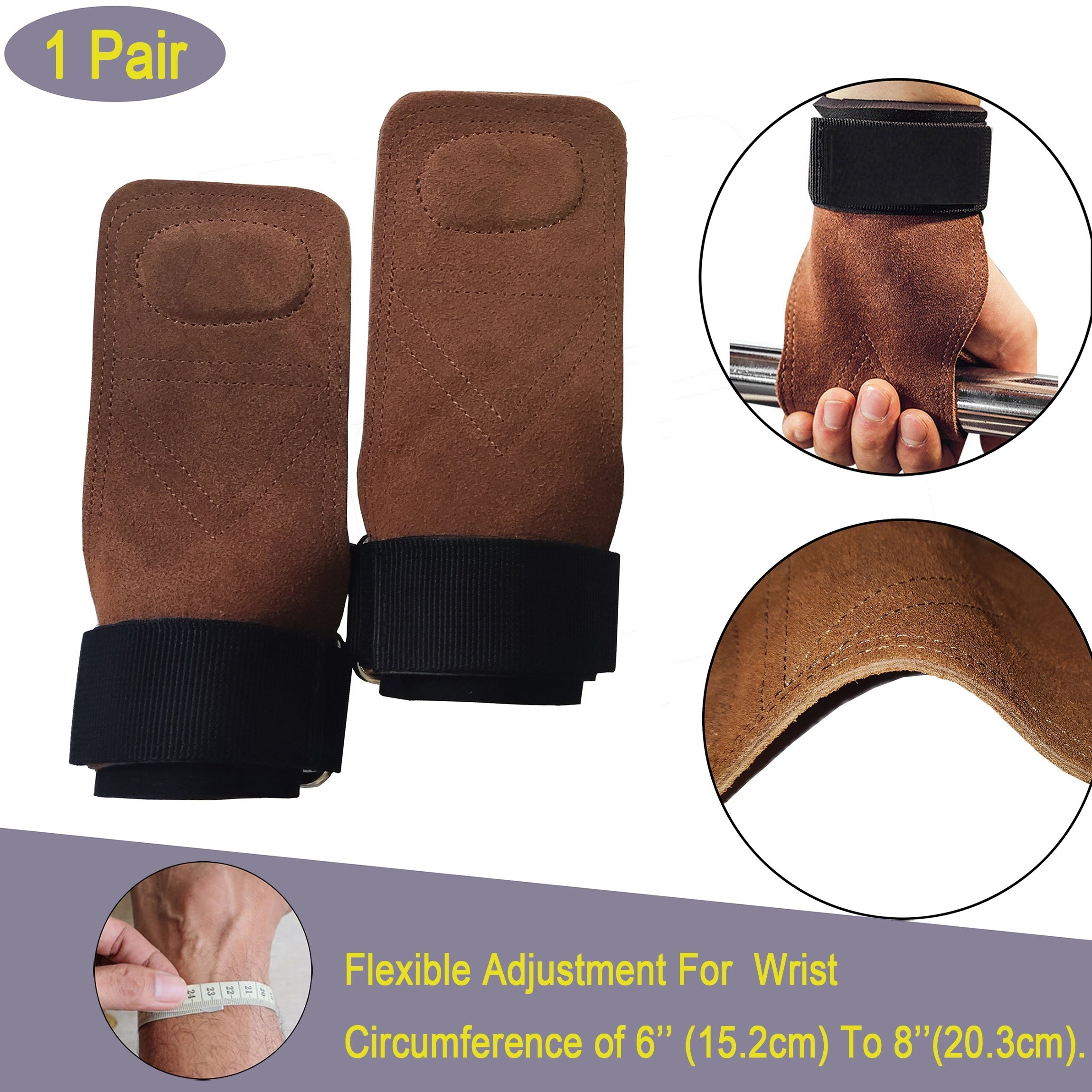 Cowhide Lifting Straps Neoprene Wrist Support Gloves