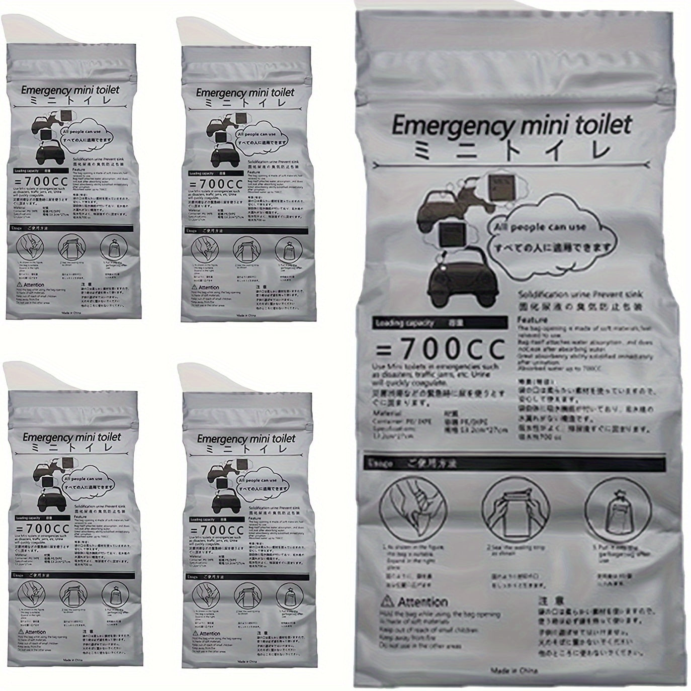 3PCS Car Mounted Emergency Urine Bag for Traffic Congestion Long Distance Travel