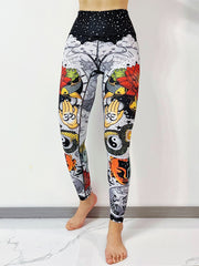 Cartoon Myth Print Yoga Pants High Waist Slim Ankle Length Pants