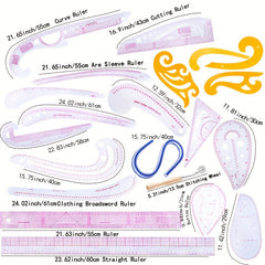 21 Style Pattern Ruler Set For Needlework Sewing