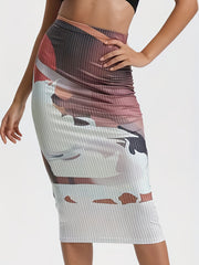 Abstract Print Slim Skirt Casual Every Skirt Women's Clothing