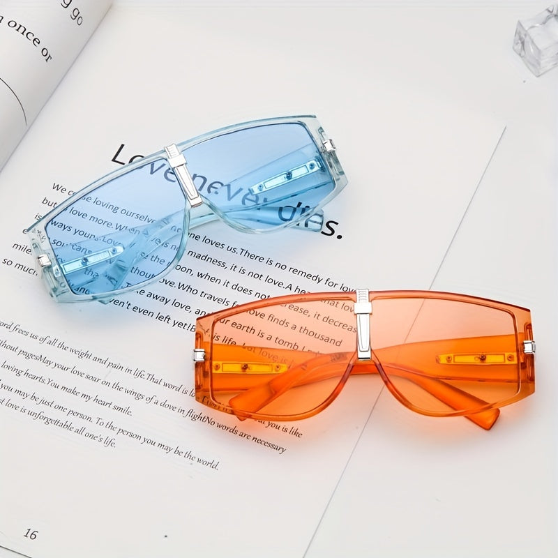 Y2K Oversized Aviator Sunglasses Mod Metal Decor Goggles UV400