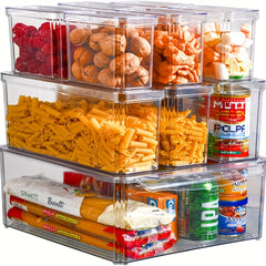 10pcs Stackable Fridge Bins with Lids for Fresh Food Storage
