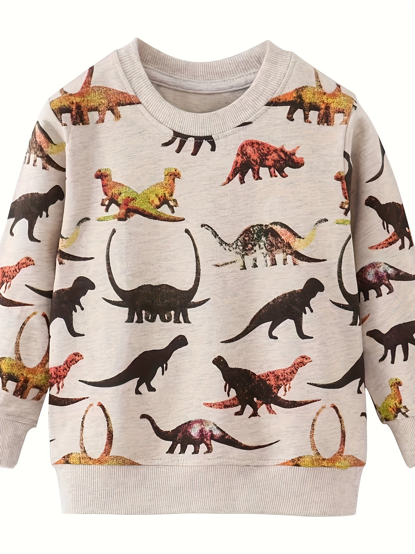 Boys Dino Print Sweatshirt Stretch Fabric