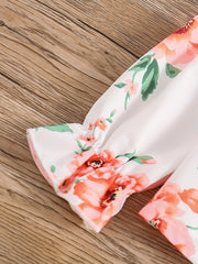 Girl's 2pcs Floral Print Top & Pants Set for Spring/Fall