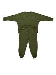 Solid Ribbed Top & Pants Set, Long Sleeve Round Neck, Casual 2-Piece
