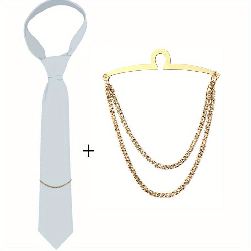 2pcs Metal Tassel Chain Tie Clip Tie Fixed Buckle Men's Tie Buckle Accessories