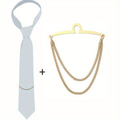 2pcs Metal Tassel Chain Tie Clip Tie Fixed Buckle Men's Tie Buckle Accessories