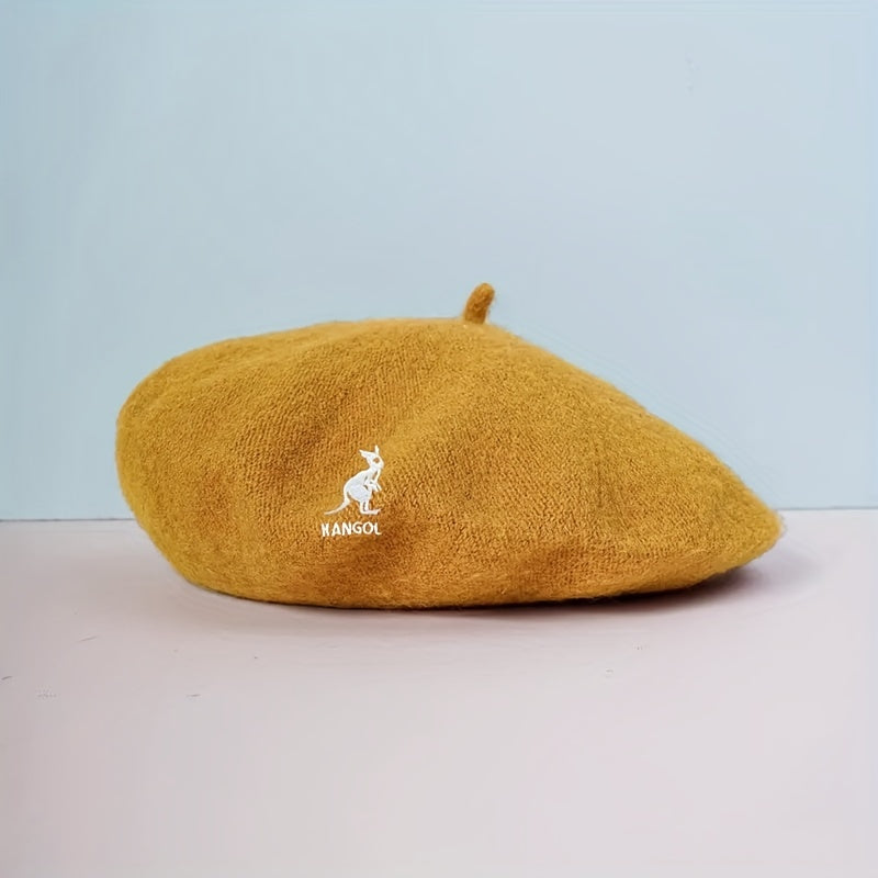 Kangaroo Embroidery Beret Solid Painter Cap Casual Newsboy Hats