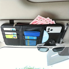 Car Sun Visor Glasses Holder Card Package Leather Storage Bag