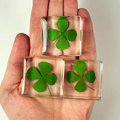 Men's Four Leaf Clover Charm Clear Glass Lucky Accessory