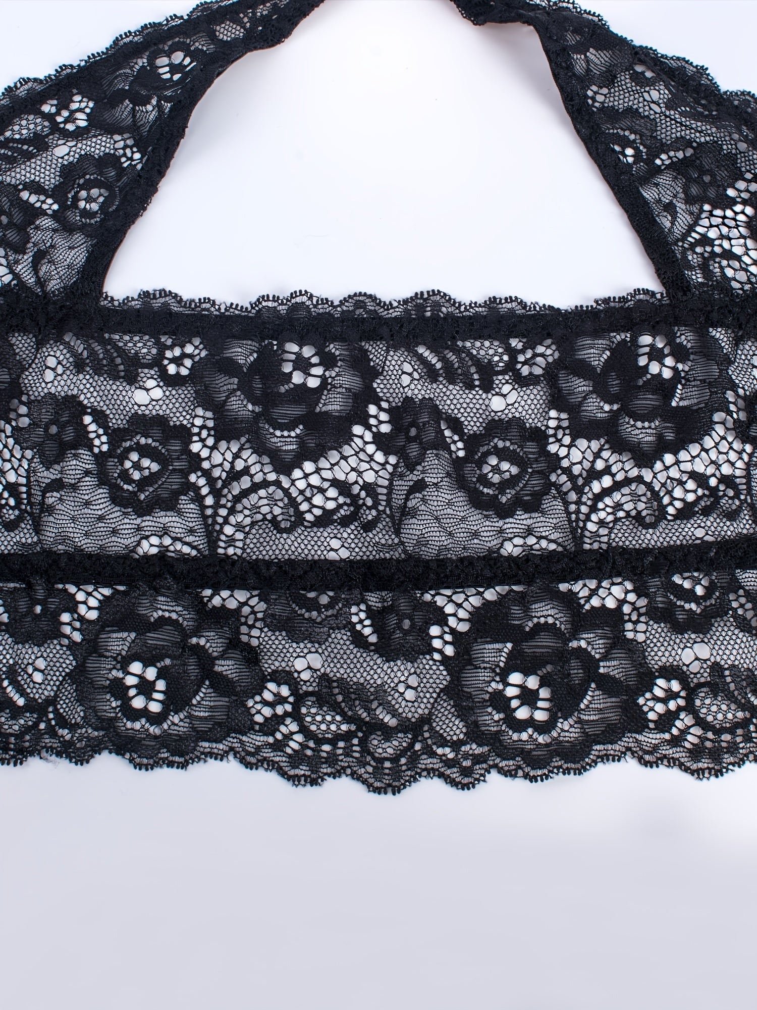 Solid Floral Jacquard Seamless Bra Plus Size Women's Top